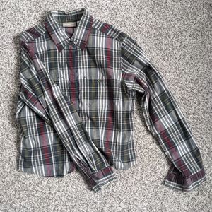 90s Y2K LIZWEAR COTTON CROPPED BUTTON FRONT PLAID SHIRT